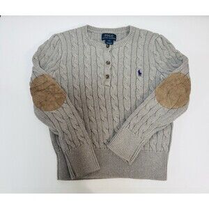 Polo Ralph Lauren Boys Classic Pullover Gray Cable Knit Sweater Size 6x